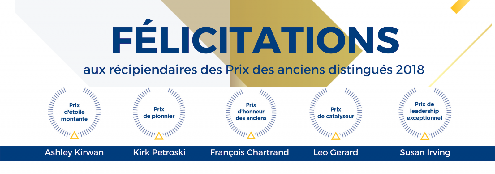 Félicitations aux récipiendaires des Prix des anciens élèves distingués 2018.  