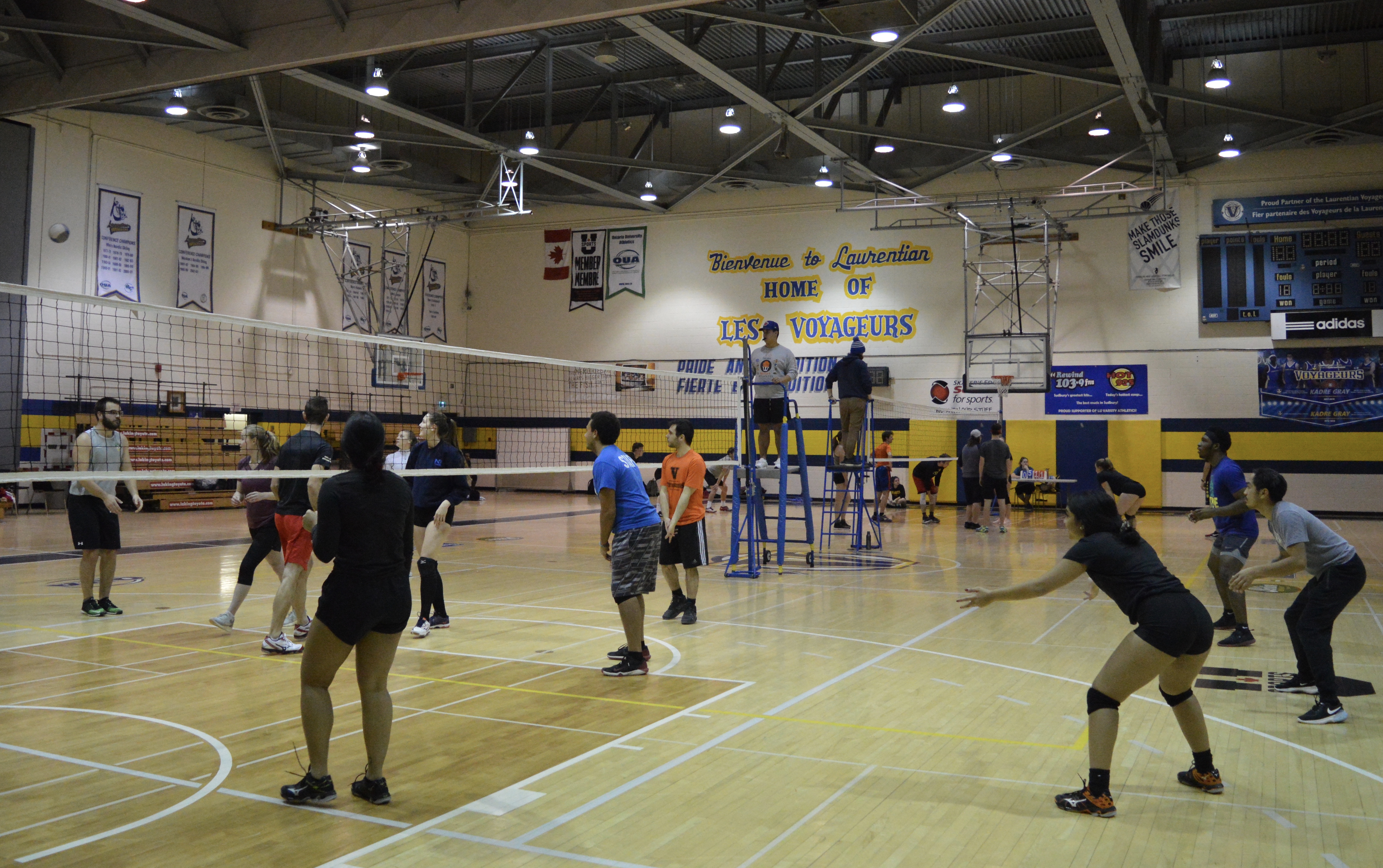 Students playing volleyball