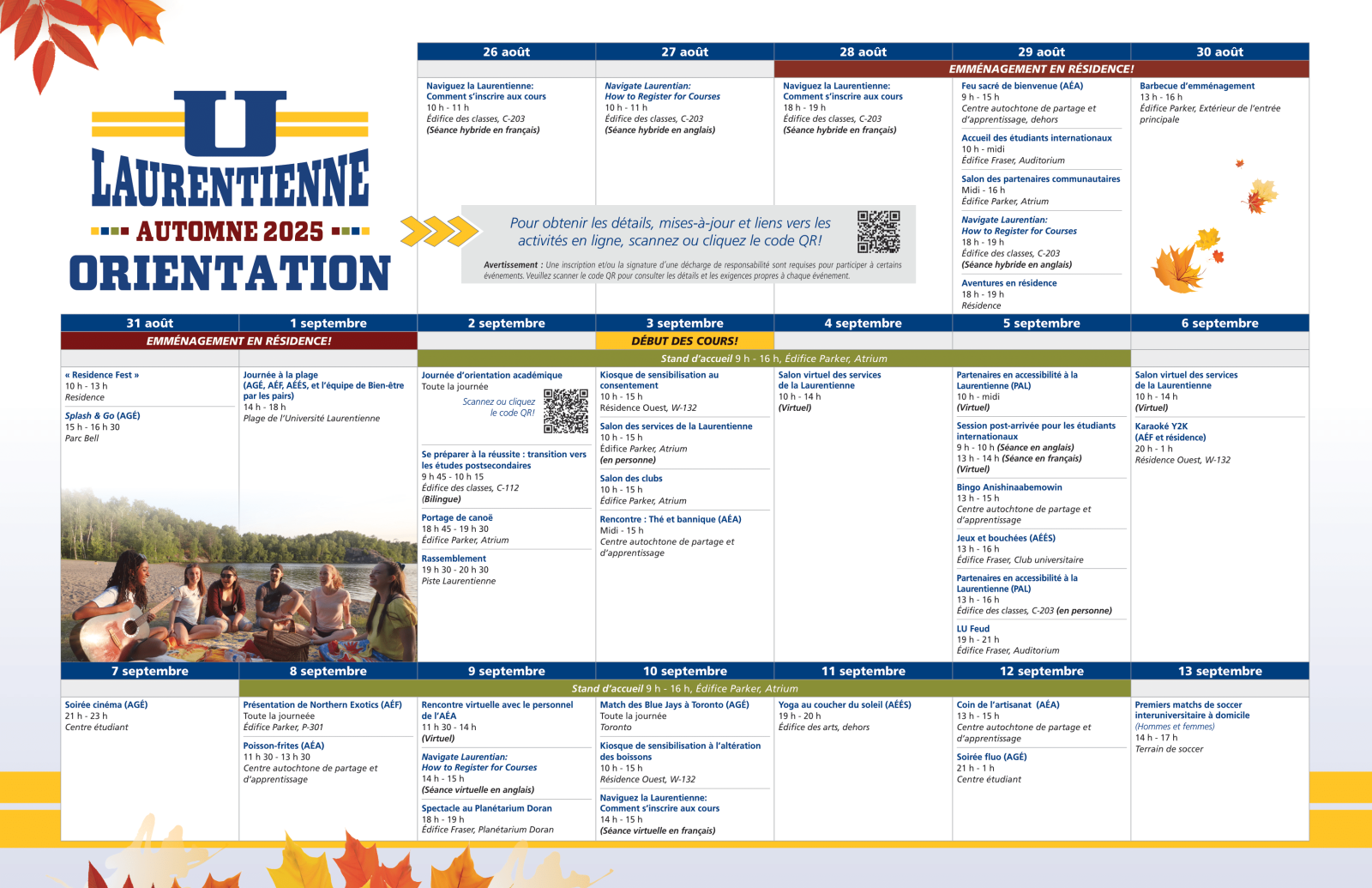 calendrier d'événements
