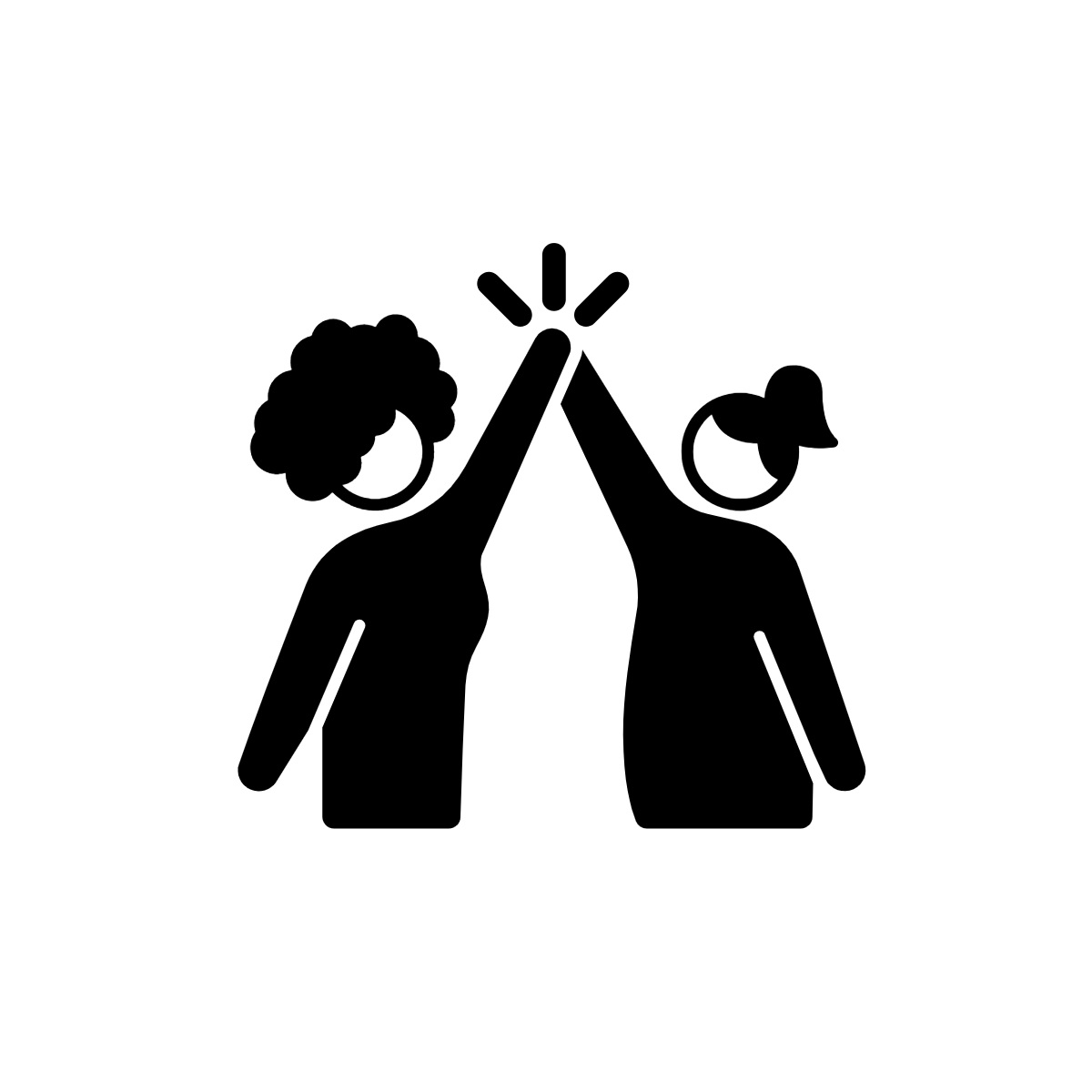 Un dessin de deux femmes se donnant la main.