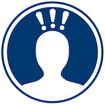 Silhouette of a person with exclamation marks 