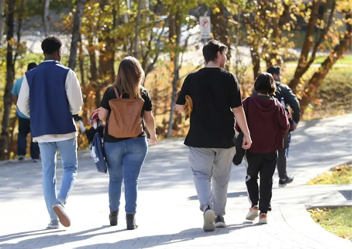 Students walking on campus