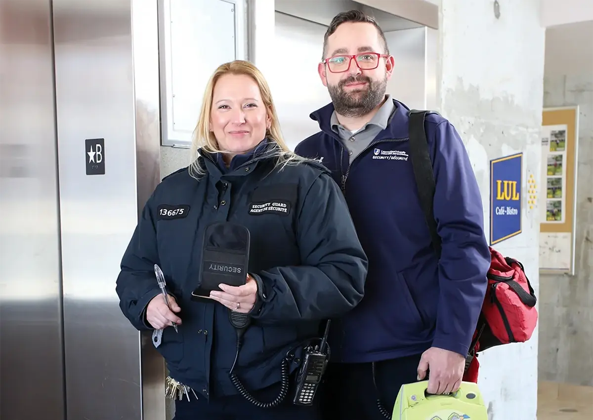 Campus security near elevators