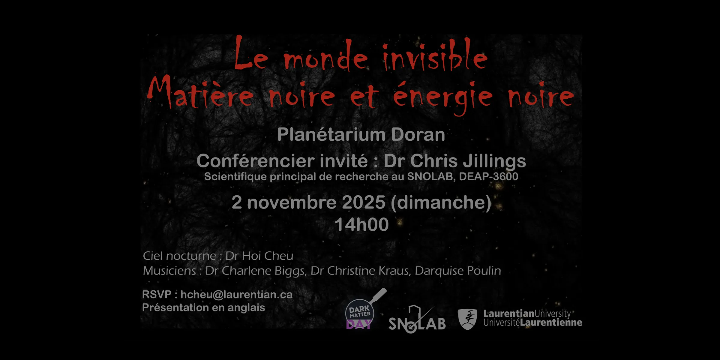 Affiche de l'événement Le monde invisible, matière noire et énergie noire.
