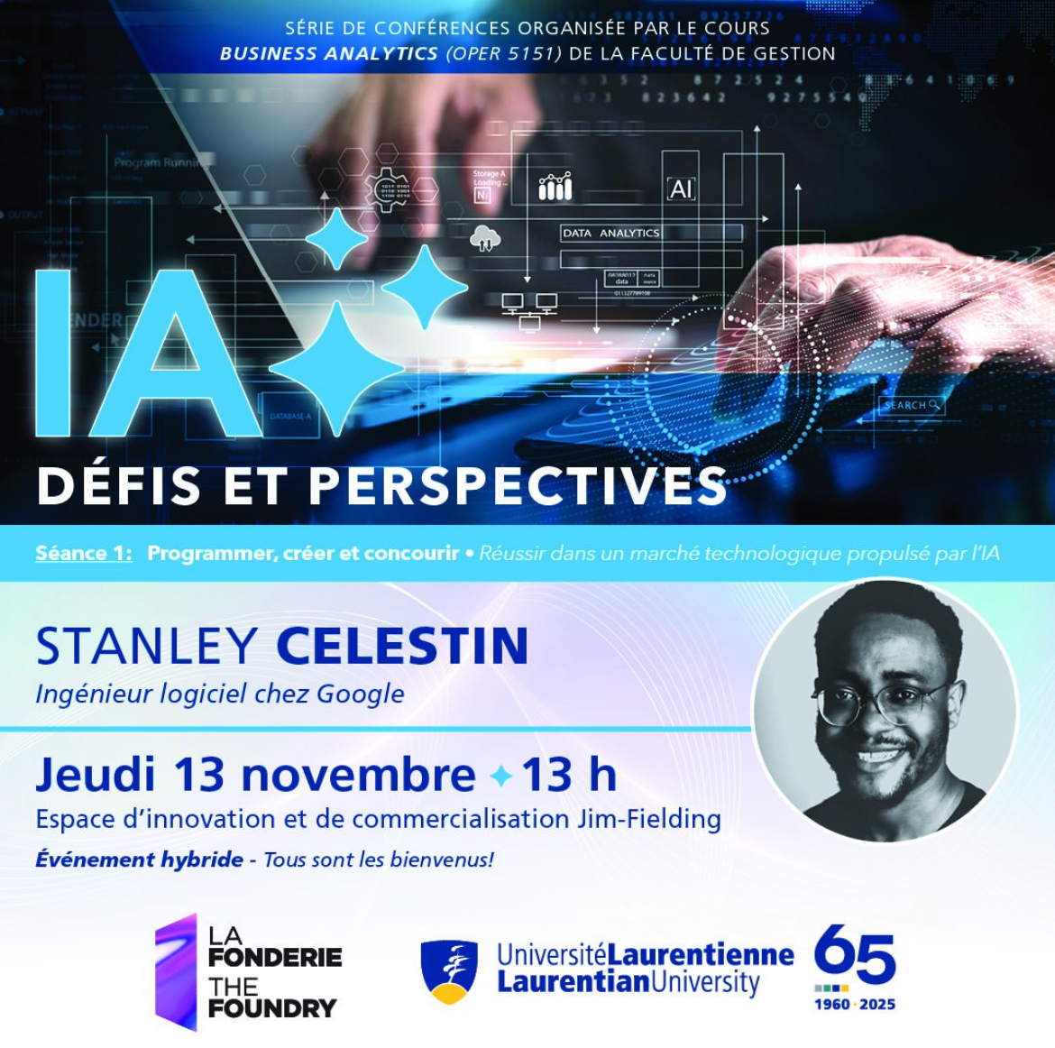 Affiche de l'événement pour IA: Défis et perspectives.