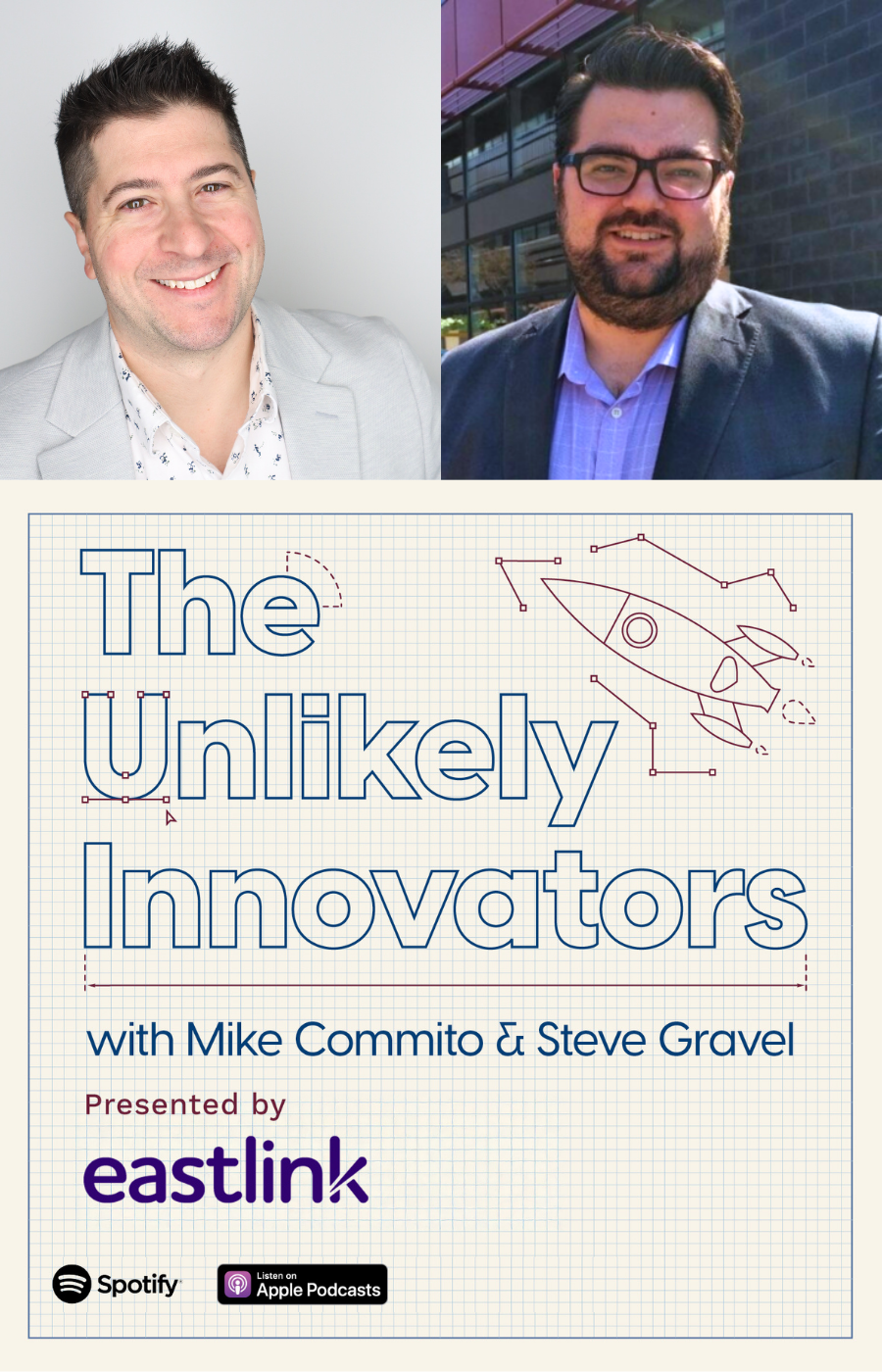 Laurentian alumni and hosts of the Unlikely Innovators podcast Mike Commito and Steve Gravel 