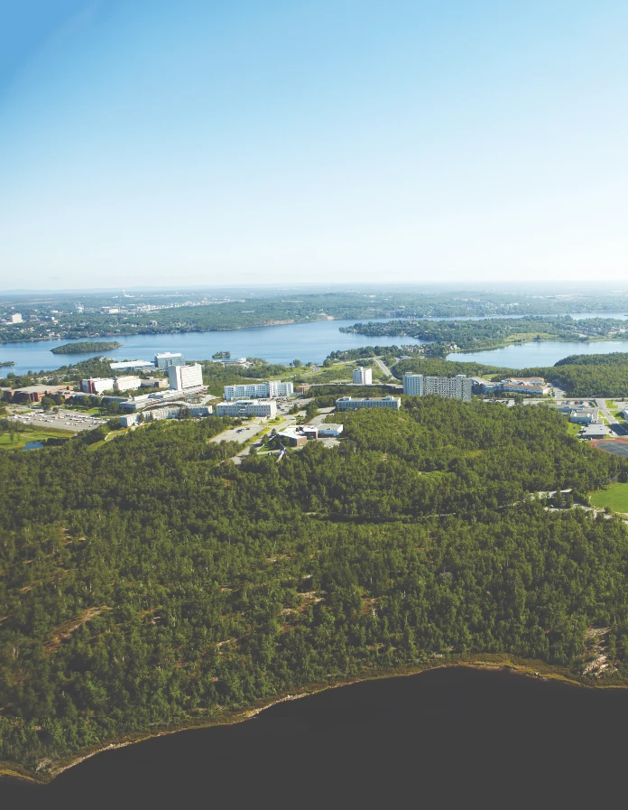 An aerial view of the Laurentian campus