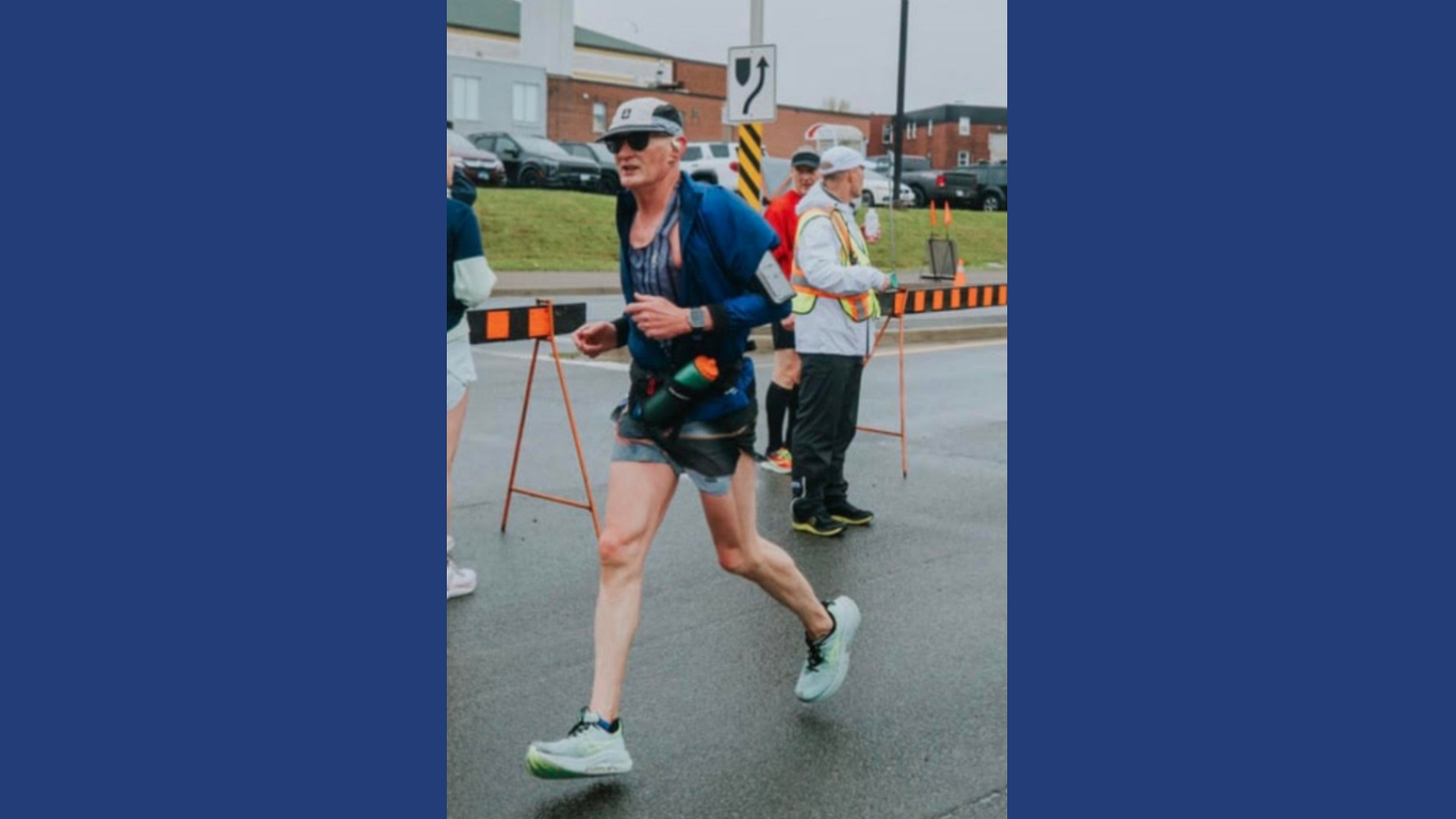 Dr. Robert Schinke runs in the Sudbury Rocks Marathon on May 24, where he beat the Boston Marathon qualifying time for his age division by 20 minutes after recovering from long-COVID.