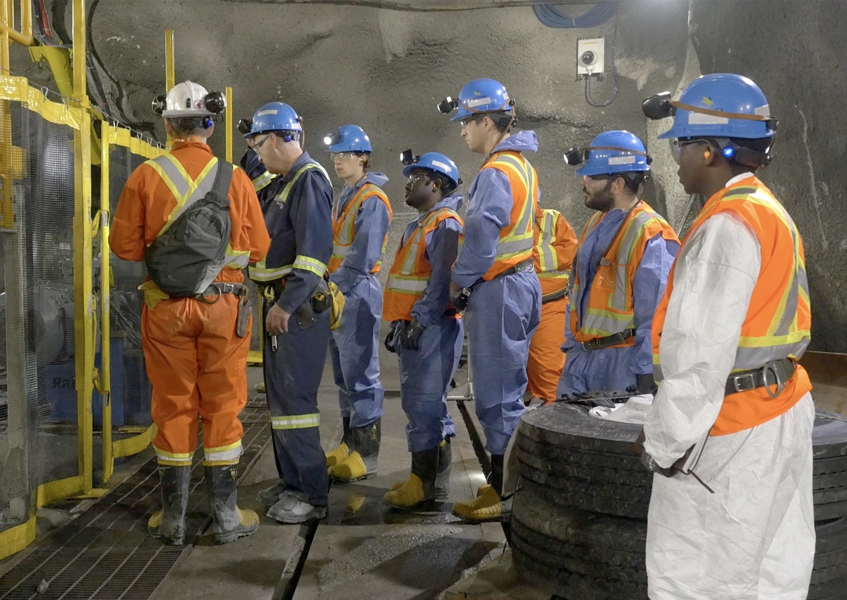 Mining students working in the mines.