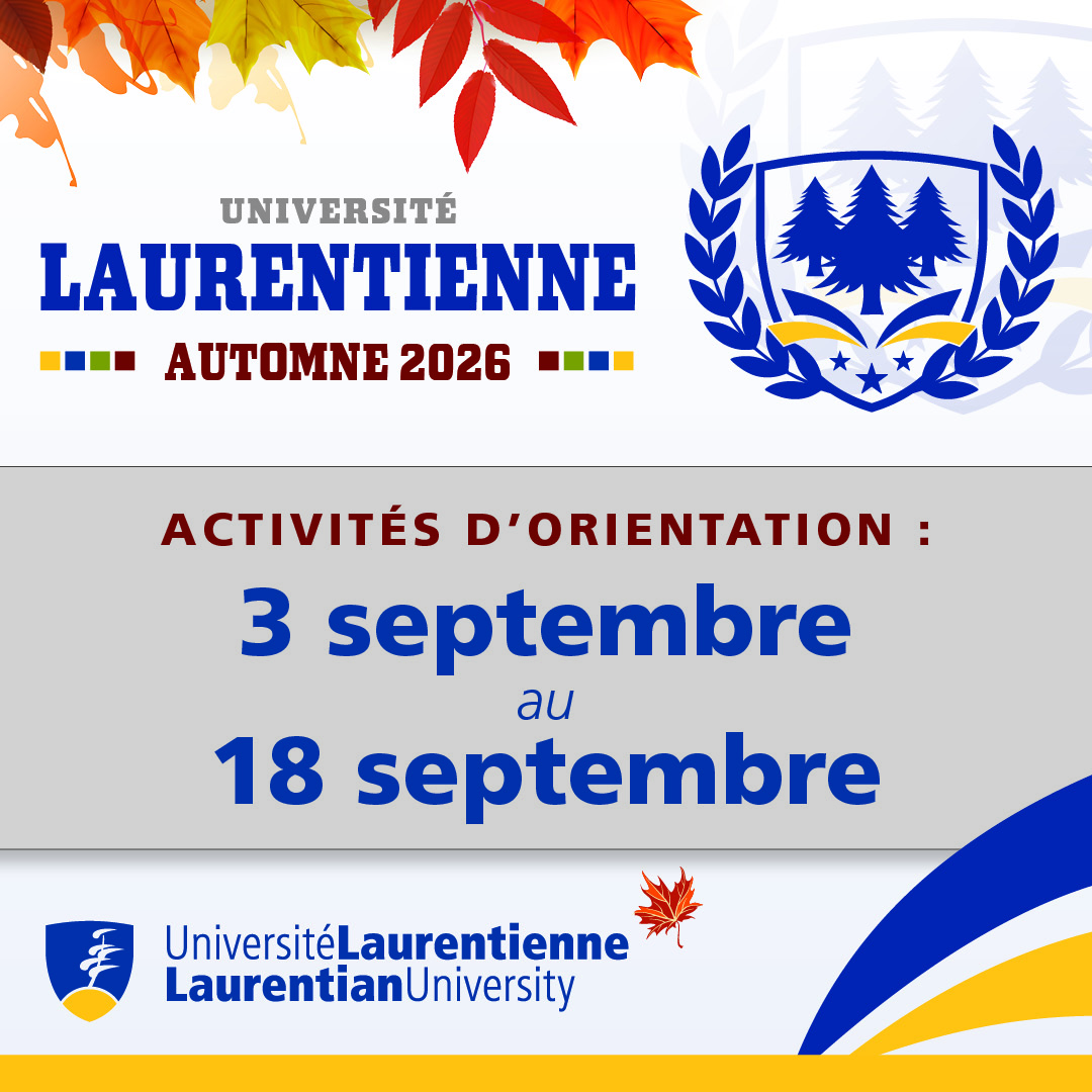Université Laurentienne Automne 2026, Activités d'orientation : 3 septembre au 18 septembre