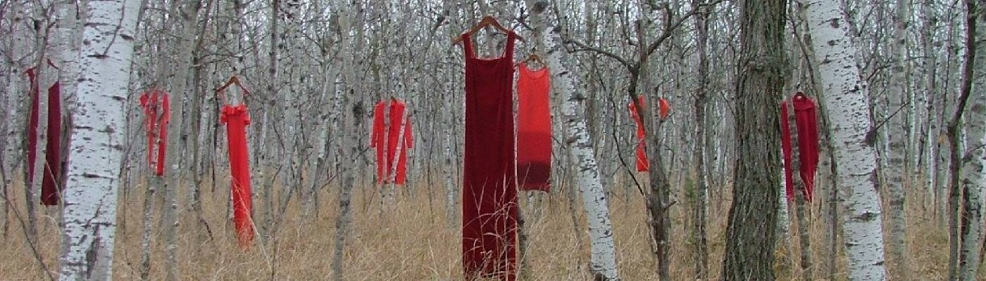 Red dresses on campus symbolize the spirits of Indigenous women who are missing and murdered.