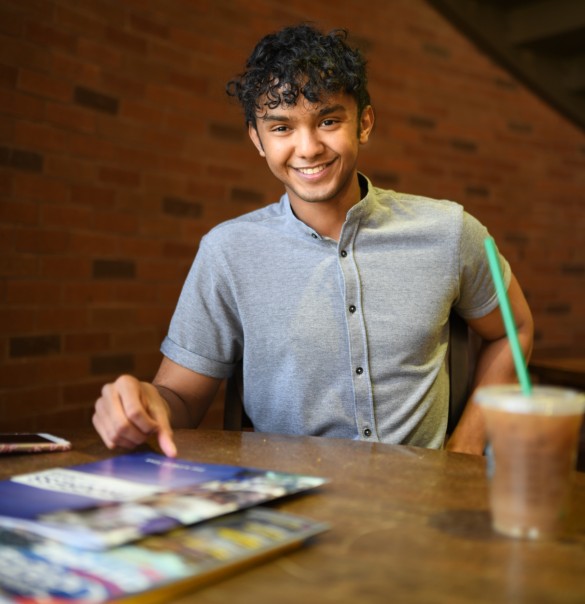 A student at a table