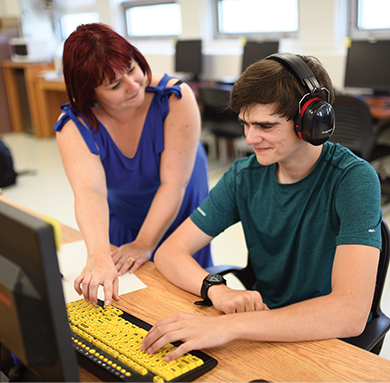 A guidance counsellor helping a student 