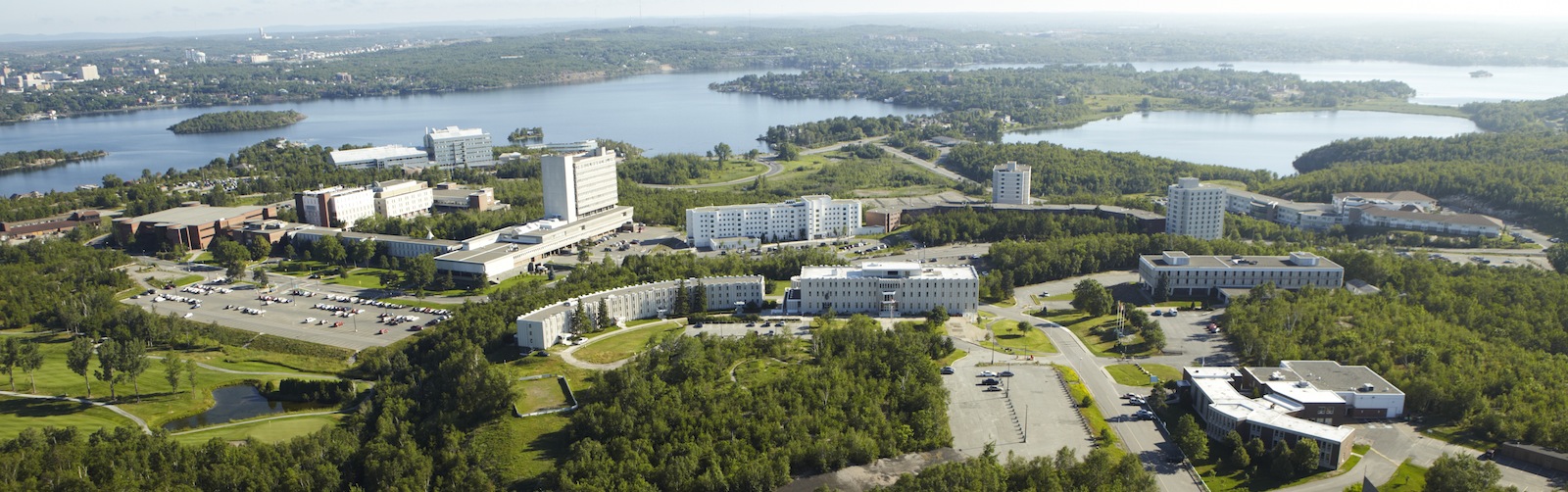 An aerial view of Laurentian University's campus 