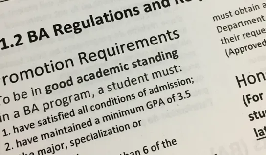 a photo of a B A regulations note
