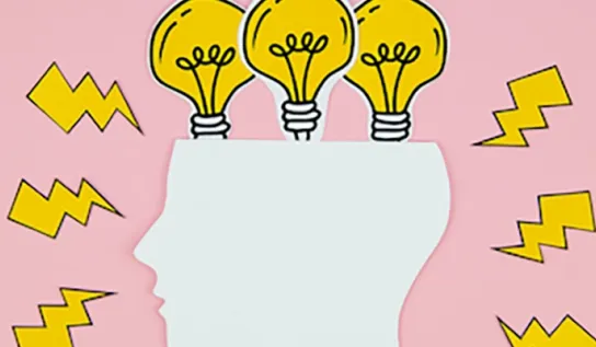 graphic of a head with lightbulbs coming out of it