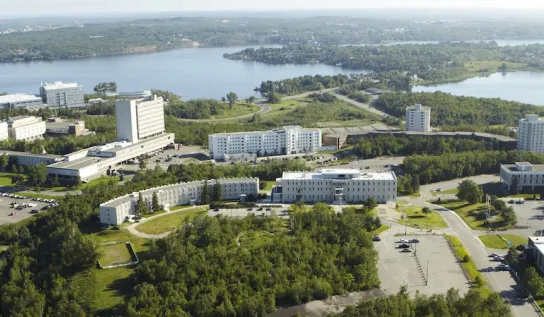 An aerial view of Laurentian University's campus 