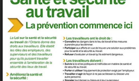 Affiche sur la santé et la sécurité au travail