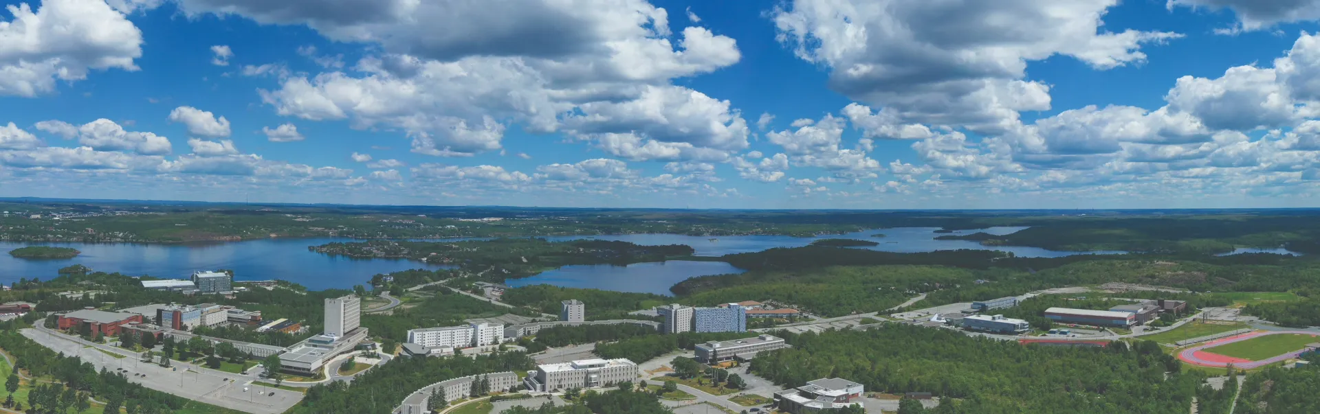 An aerial shot of the Laurentian University campus. 