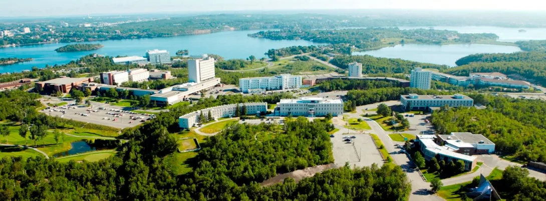 An aerial view of Laurentian campus